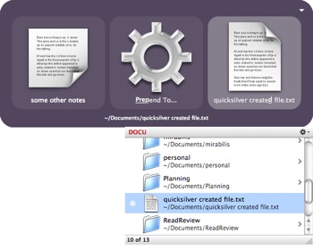 Quicksilver prepend text to file