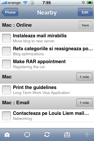 Nearby contexts in OmniFocus for iPhone