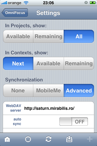 OmniFocus for iPhone settings